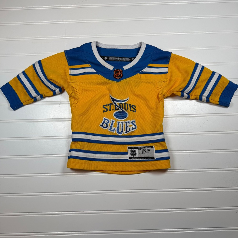 NHL St. Louis Blues Reverse Retro 2.0 Infant Jersey Yellow Blue 12/24M EUC